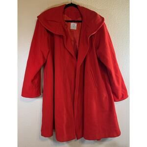 Vintage Linda Richards Size 6 Red Open Front 3/4 Length Swing Coat